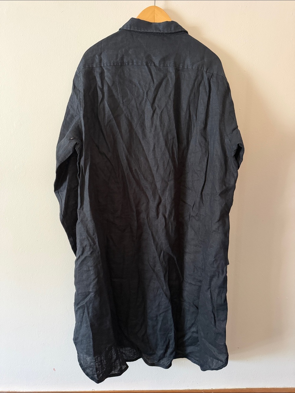 Quince European Linen Shirt Dress in Black - Picture 6 of 10